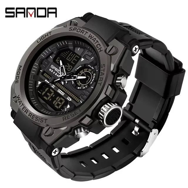 SANDA 6024 2025 Top Brand Men's Digital Watches 5ATM Waterproof Sport Wristwatch Quartz Watch for Men Clock Relogio Masculino