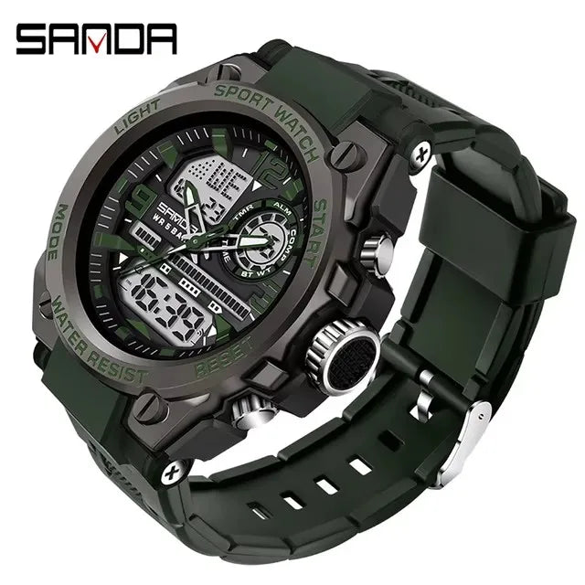 SANDA 6024 2025 Top Brand Men's Digital Watches 5ATM Waterproof Sport Wristwatch Quartz Watch for Men Clock Relogio Masculino