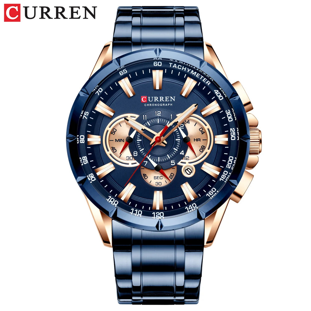 Stainless Steel Chronograph Watch — Silver | KIMLUD