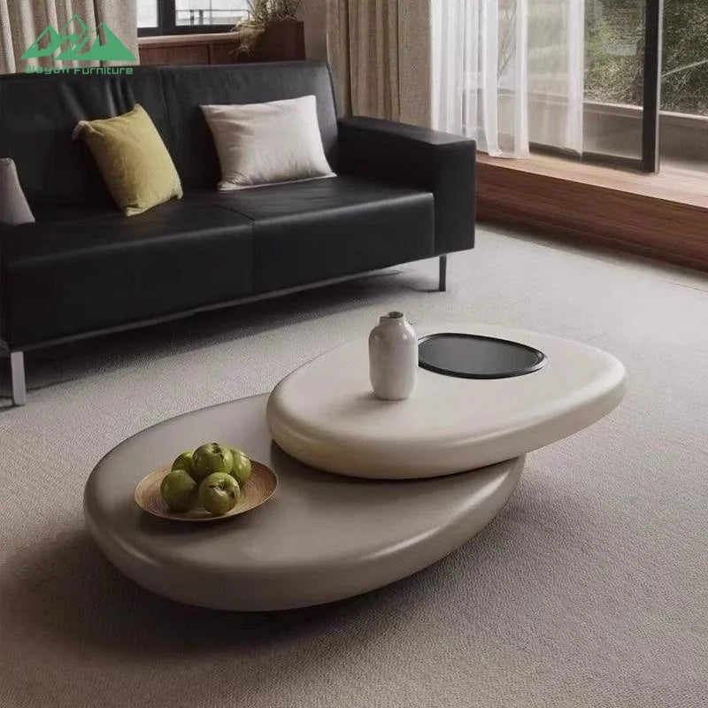 Wabi Sabi Wood Nesting Coffee Table Set Irregular Shape — Walnut | KIMLUD