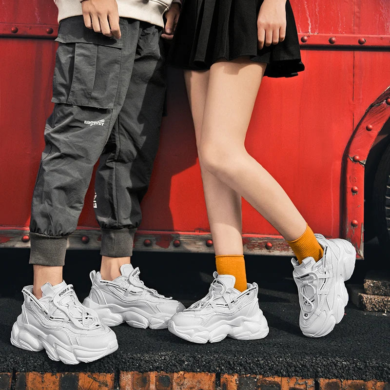 Sculpted Cloud-Cushioned Sneakers — White | KIMLUD