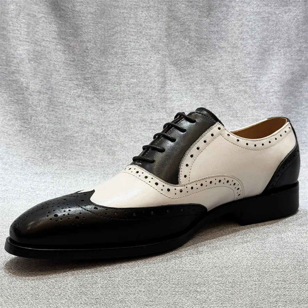 New Men's Brogue Business Casual Leather Shoes Pointed Toe Formal Shoes