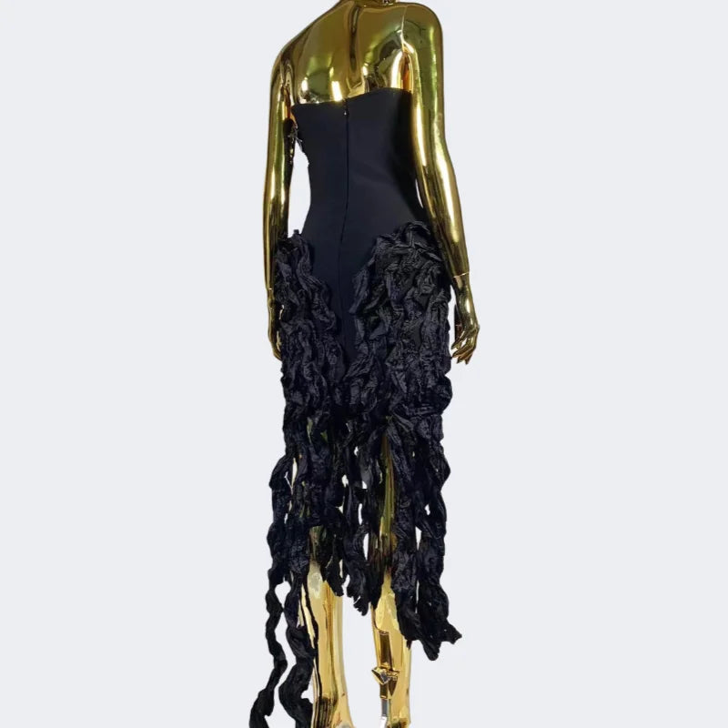 High Quality Custom Women Fashion Clothes Manufacturer Tassel Pleated Dresses Summer Dress Womens Party Wear