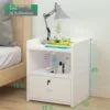 Solid Wood Bedside Cabinet With Lockable Drawers — Natural Light Wood | KIMLUD