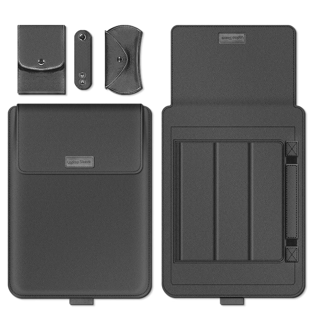 PU Leather Stand Cover MacBook Pro 16 Case — Dark Green | KIMLUD