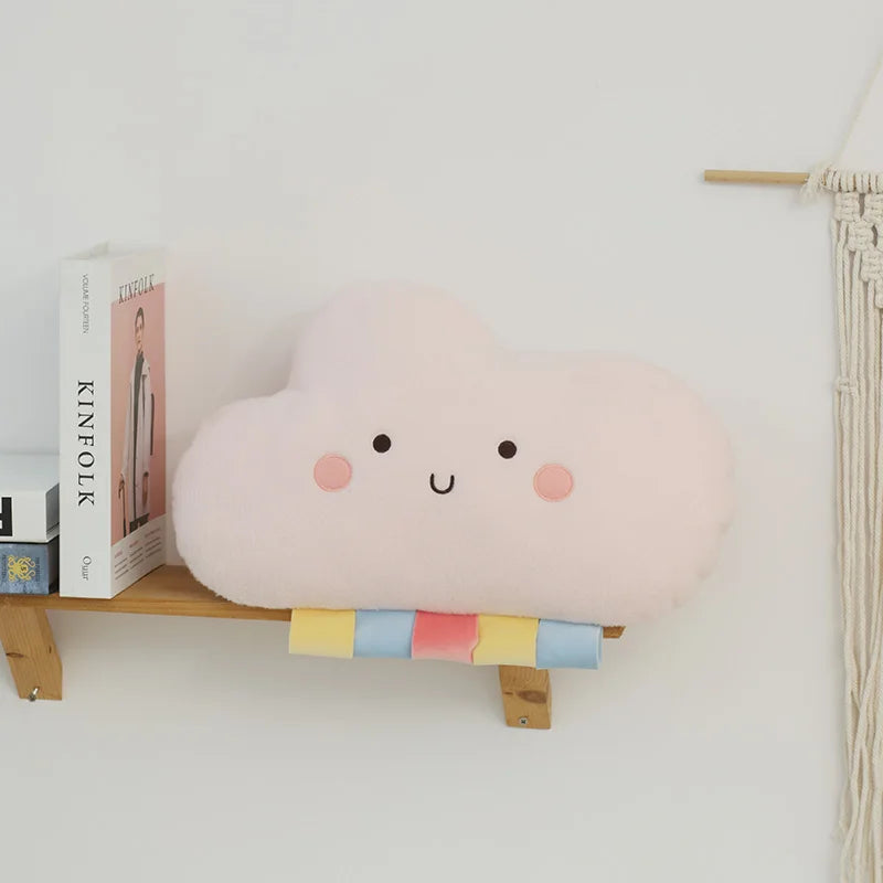Cute Emotion Face Weather Pillow Stuffed Plush Thunder Dark Clouds Rainbow White Cloud Cushion Baby Bed Room Decor Home Decor