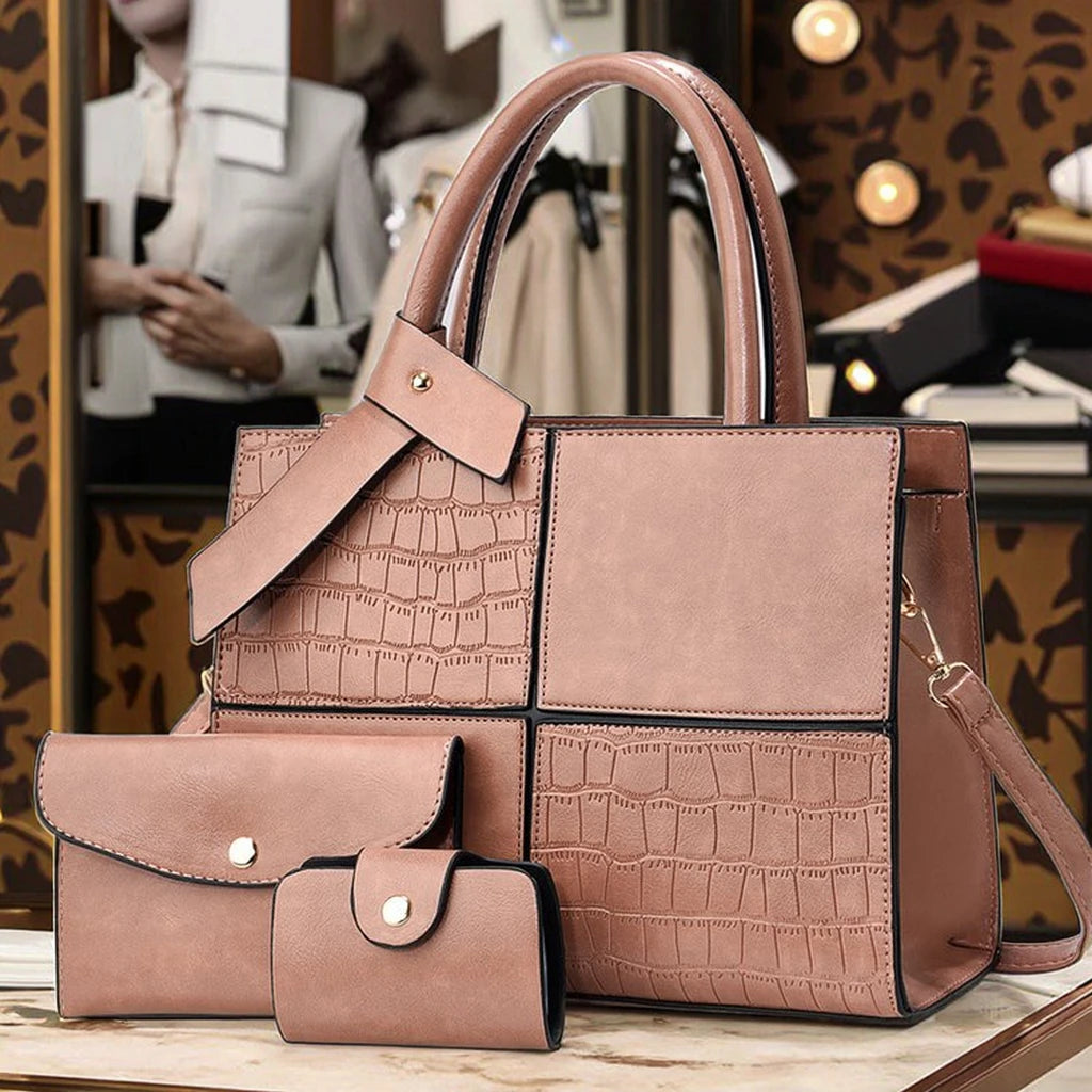 2025 Women's Handbags Designer Bags Capacity with Zip Casual Style Three Piece Pu Leather Handbag