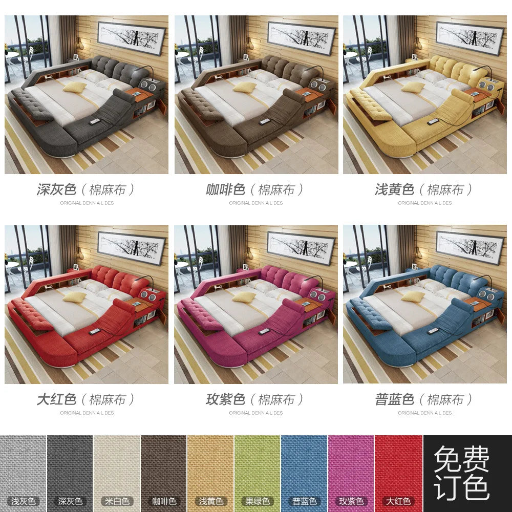 Foshan New environmentally friendly massage multifunctional tatami fabric bed, bed room furniture