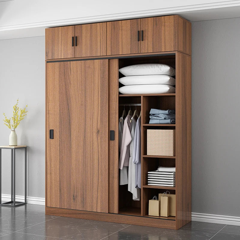 Walnut Wood Wardrobe Sliding Door — Walnut | KIMLUD