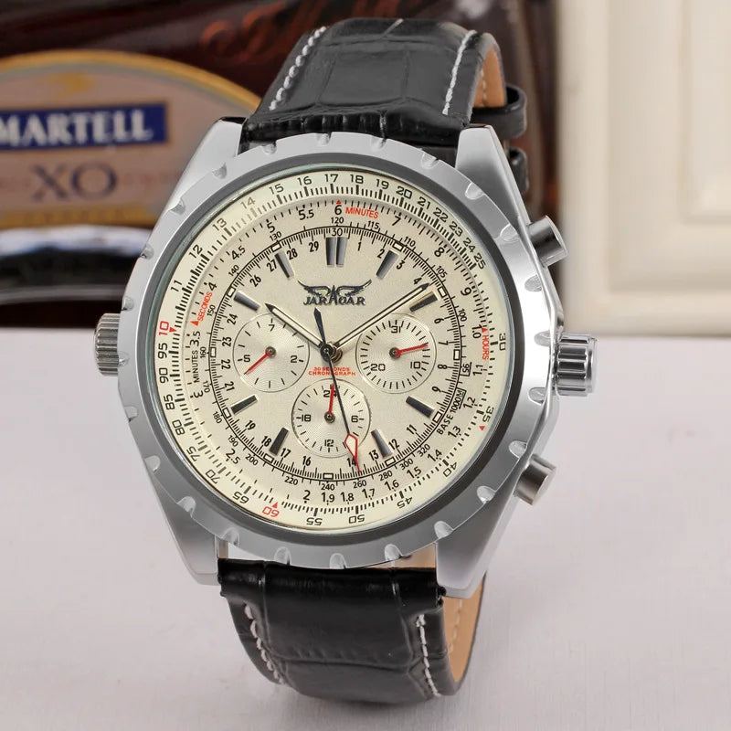 Blue Glass Design Automatic Stainless Steel Men's Business Mechanical Wristwatch with Luminous Date Clock
