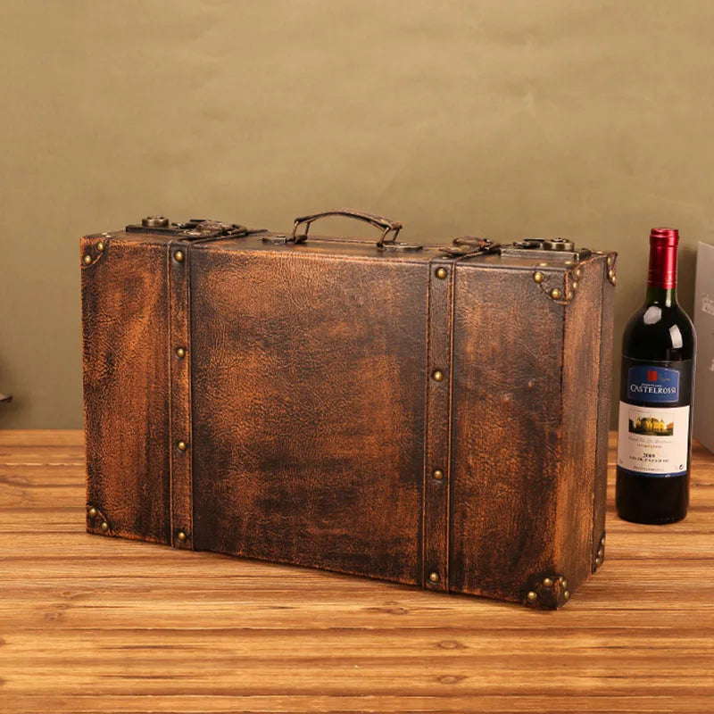 Luxurious Vintage Trunk Suitcases Leather — Brown | KIMLUD