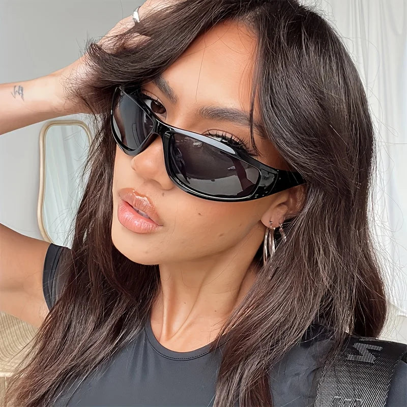 Y2K Eyewear Unisex Half Rim Polarized — Black | KIMLUD