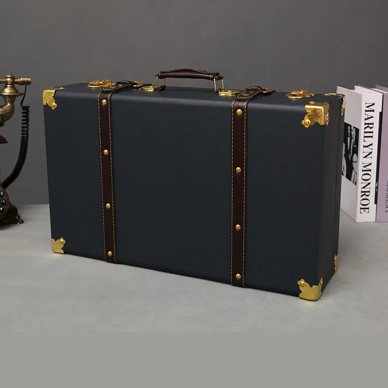 Luxurious Vintage Trunk Suitcases Leather — Brown | KIMLUD
