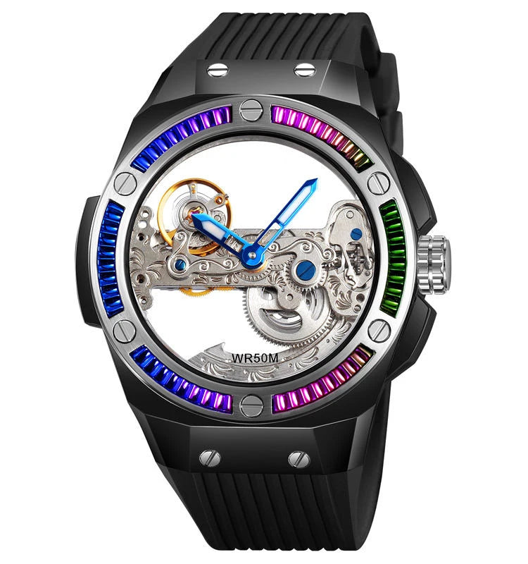 Stainless Steel Mechanical Watch — Silver | KIMLUD