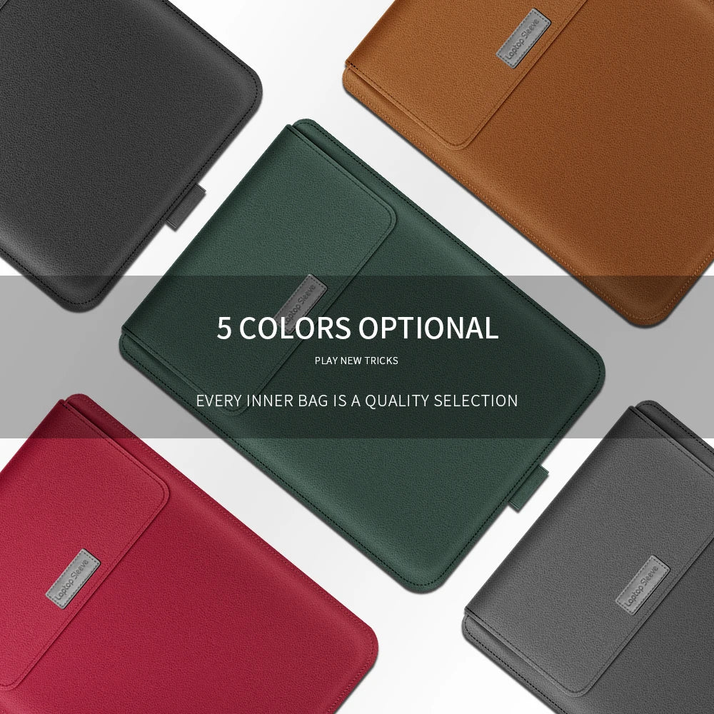 PU Leather Stand Cover MacBook Pro 16 Case — Dark Green | KIMLUD