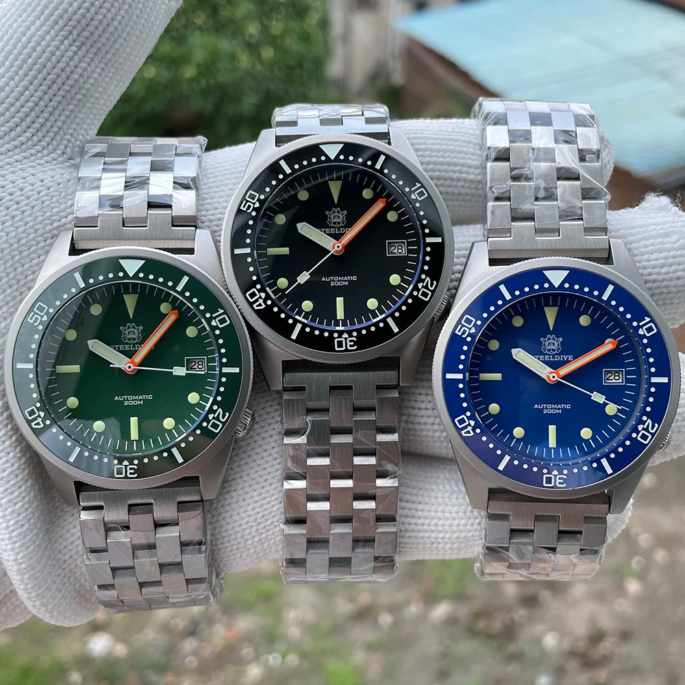 SD1979 New Arrival 2020 Upgraded Version Black Ceramic Bezel Stainless Steel Mens Dive Watch with Signed Crown