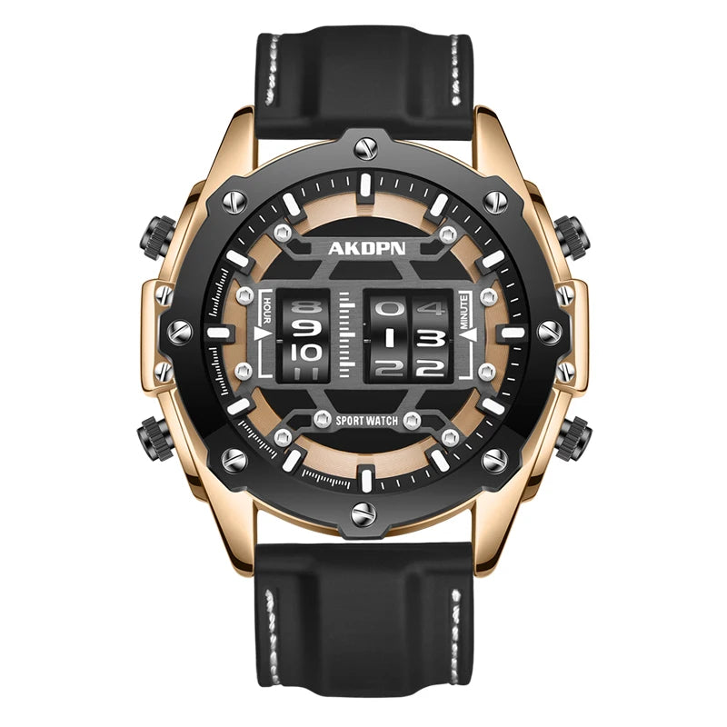 Unique Men Wrist Watches Leather Black Silver Creative Watches For Male Military Sports Clock Unique Design relogio masculino