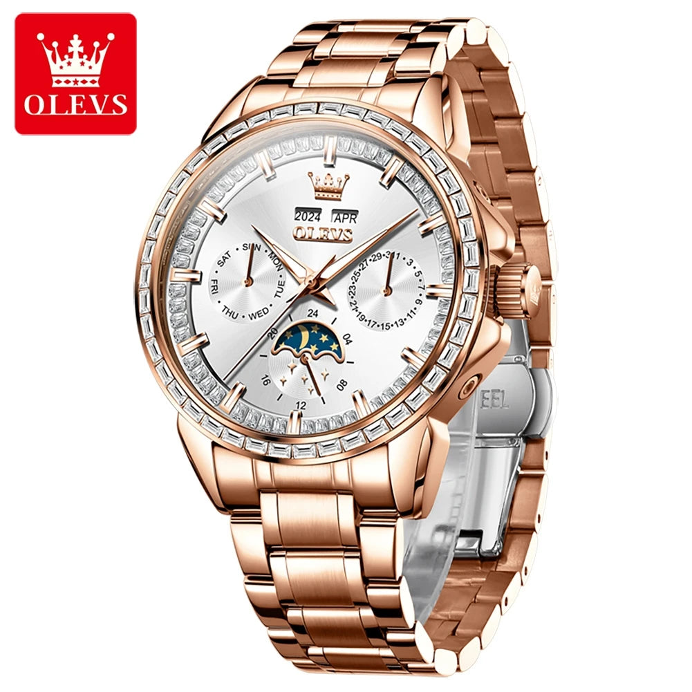 OLEVS 6695 Trending Personalized Mechanical Watch Designer Stainless Steel Strap 24 Hour Advertising Business SmartWatch