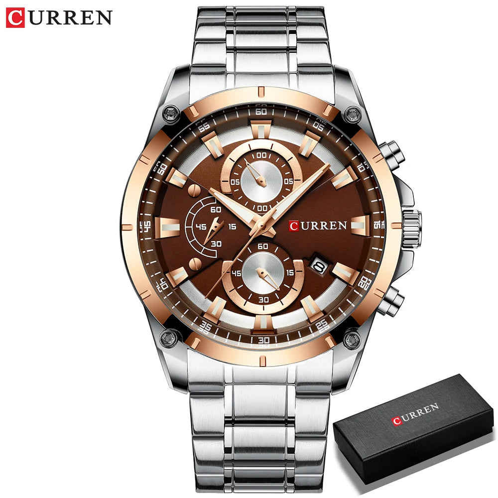 CURREN Mens Watches Fashion Top Brand Luxury Business Automatic Date Watch Men Casual Waterproof Watch Relogio Masculino+Box