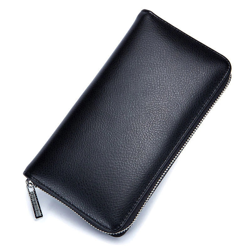 Genuine Leather Bags RFID Wallet 36 Card Holders Phone Case — Black | KIMLUD