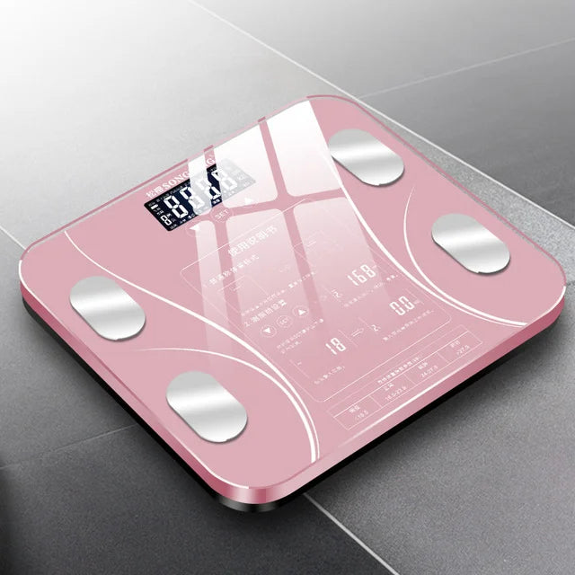 Smart Body Fat Scale With Bluetooth App And LED Digital Display — Rose Pink | KIMLUD