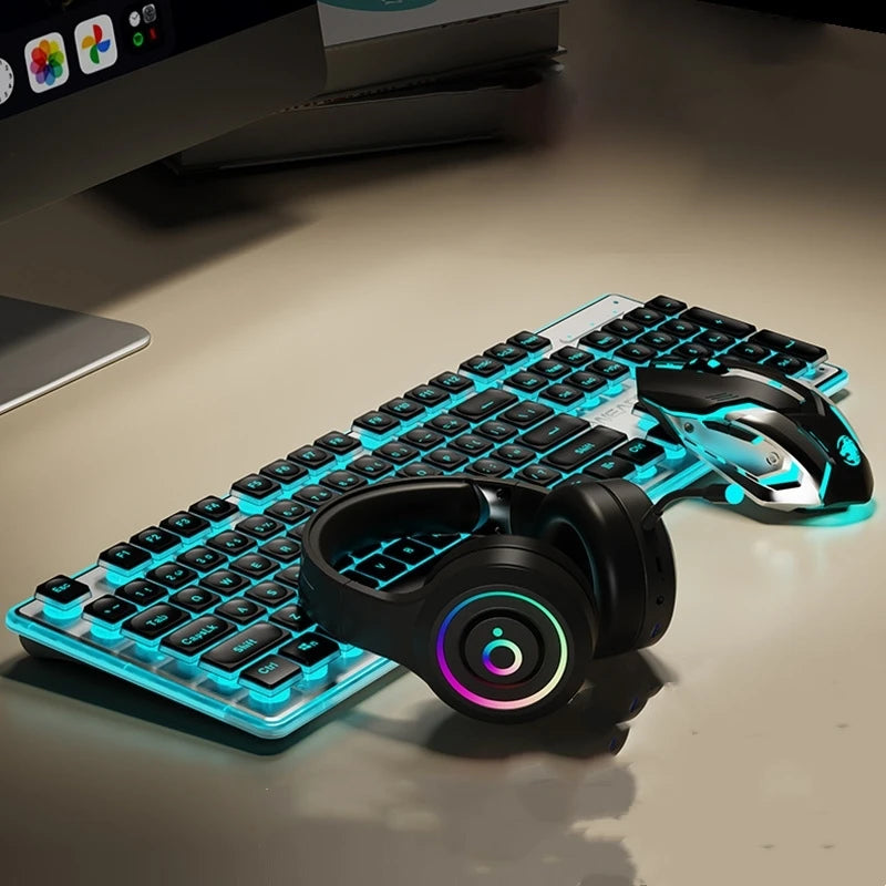Metal Chassis Keyboard And Mouse Set Ultra-Thin Wireless Mechanical — Matte Black | KIMLUD