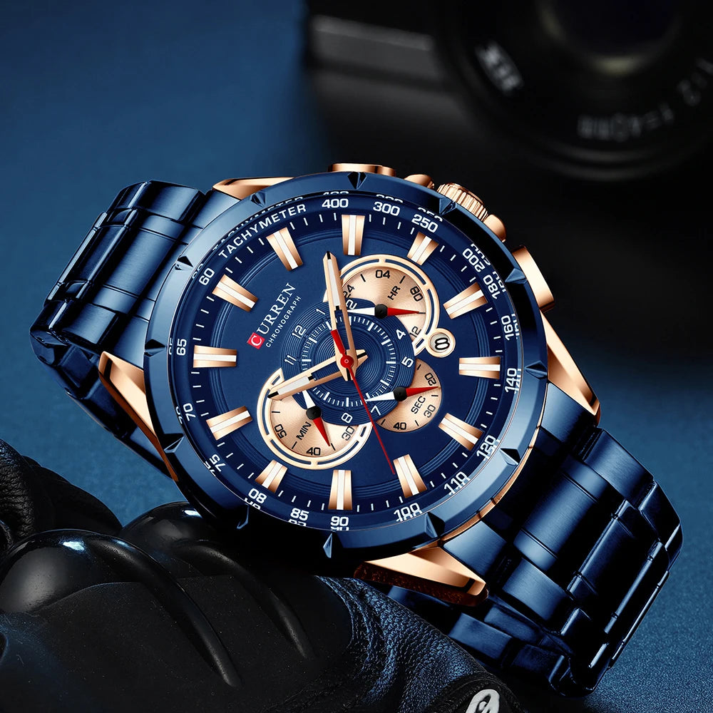 Stainless Steel Chronograph Watch — Silver | KIMLUD