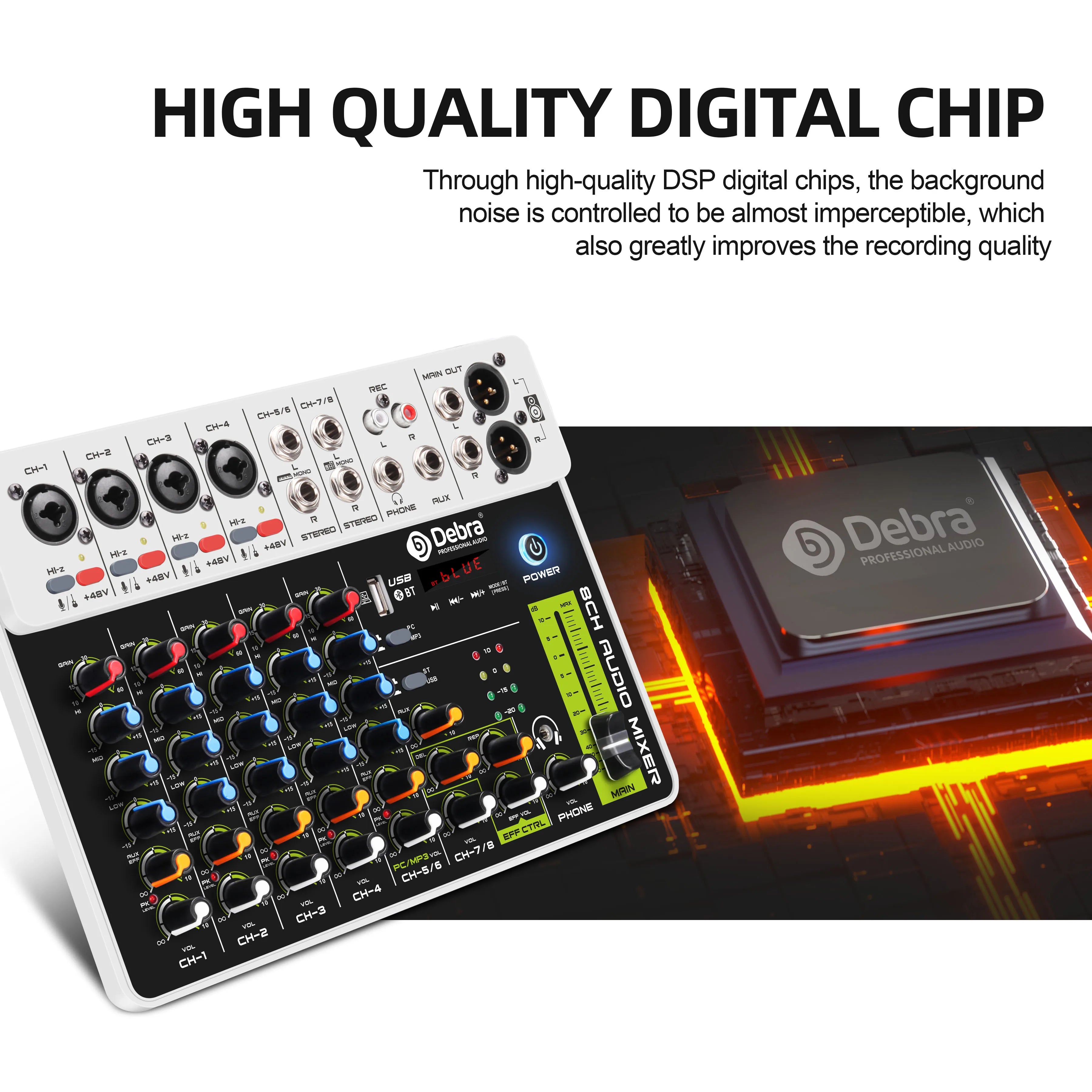 Mixing DJ Controller/Audio Console Mixer Sound Speaker Professional Mixer Audio Digital Audio Mixer V8