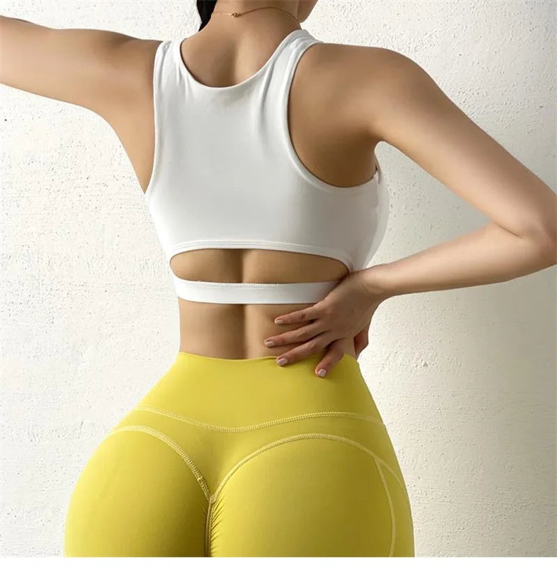 Knit Cloud Hide Sports Bra Crop Top With Pads — White | KIMLUD
