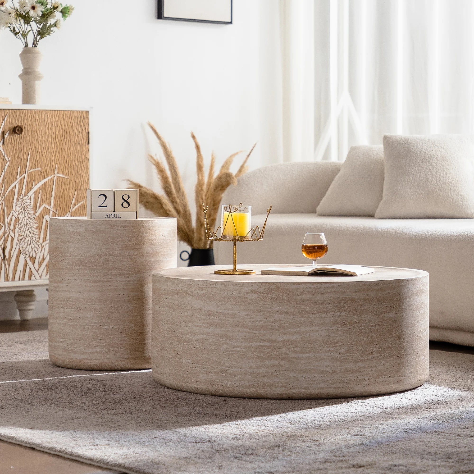 New Italian Minimalist Modern Design Small Apartment Wood Round Coffee Table for Living Room Home Furniture Easy to Clean