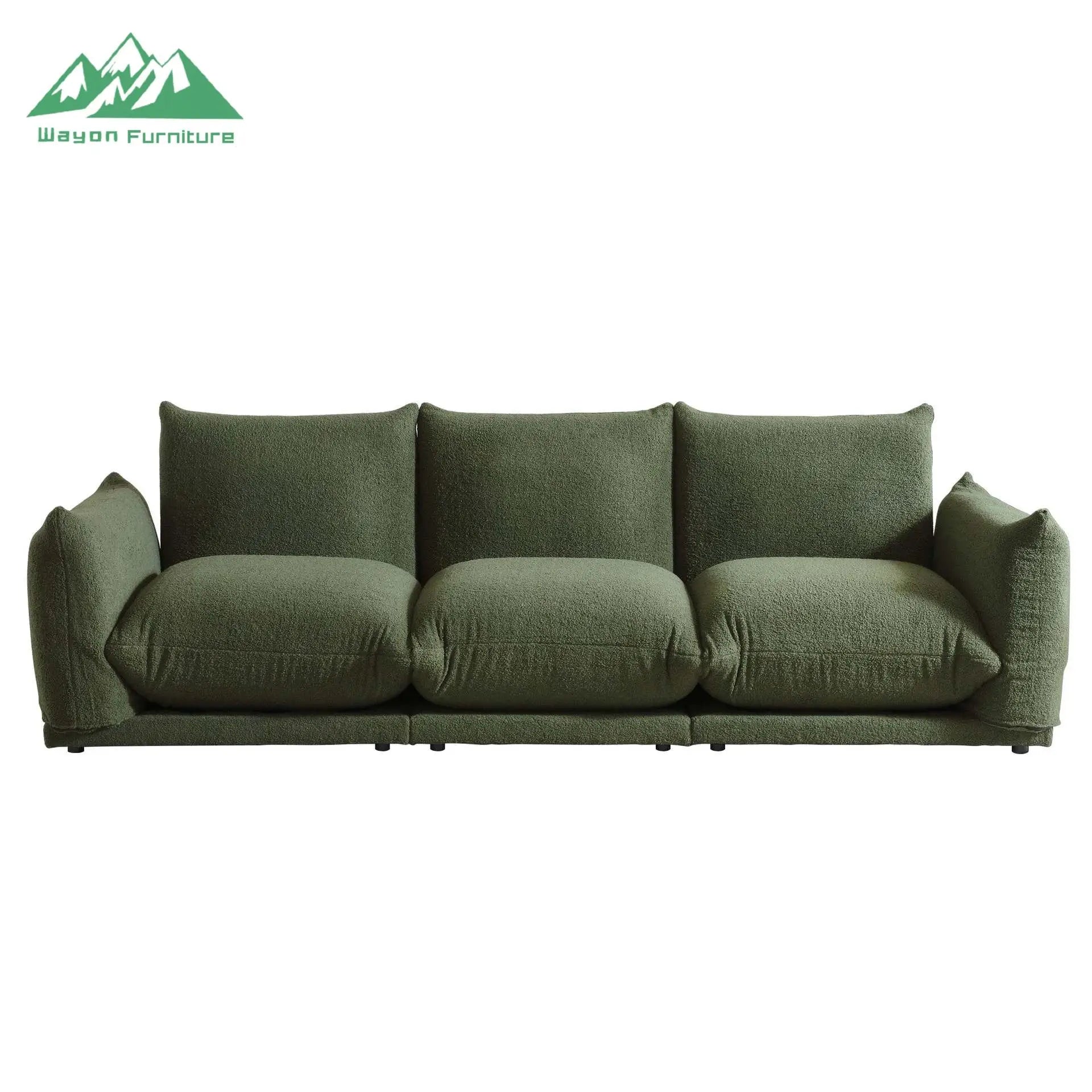 Wayon Convertible Sofa Bed Set Frameless Tufted L-Shape Flannel Modern Apartment Villa Living Room Furniture