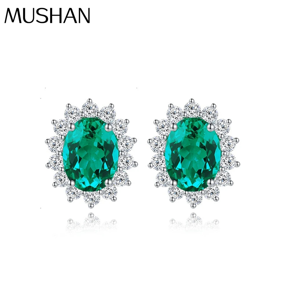 Lab Grown Emerald Stud Earrings 2.2 Carat 925 Silver — Green | KIMLUD