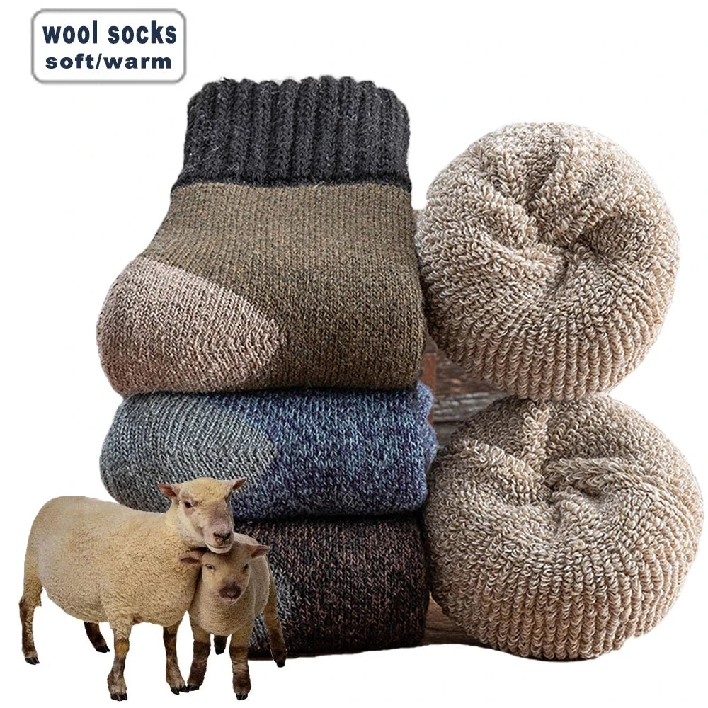 Thermal Wool Socks Winter Keeps Warm — Black | KIMLUD