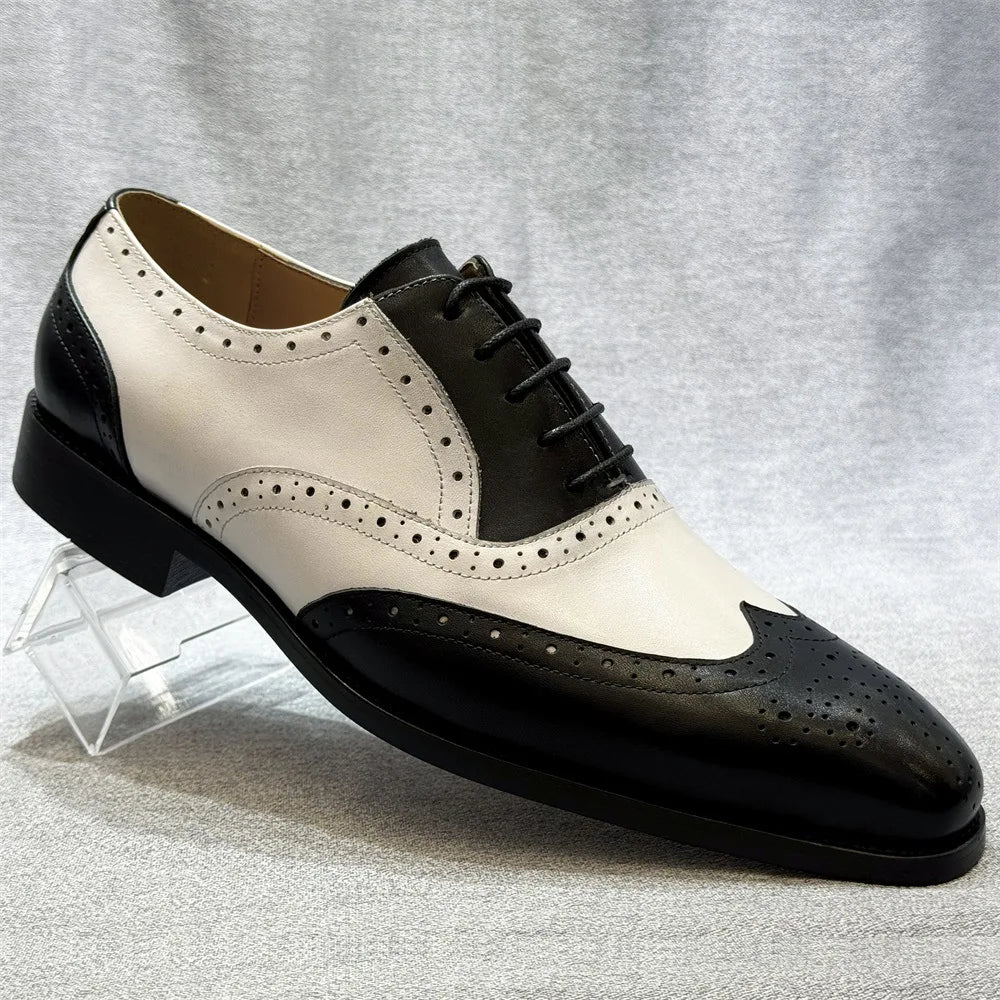 New Men's Brogue Business Casual Leather Shoes Pointed Toe Formal Shoes