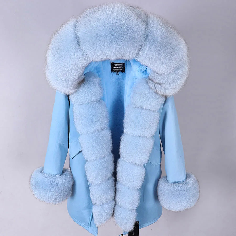 2023 Super Hot Winter Jacket Hooded Long Overcoat Parkas Female Clothes Removable Real Fox Fur Collar Coats Woman