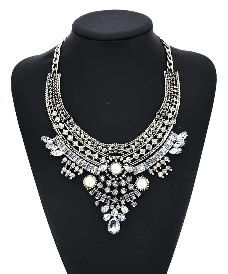 Choker Necklace – Multilayer Coin Collar – Rhinestone Tin Alloy | KIMLUD