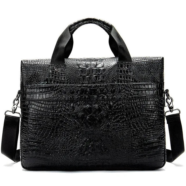 WESTAL Men Briefcase Men's Bag Genuine Leather Office Bags for Men Laptop Bag Leather Briefcase Men Croco Design Computer Bags