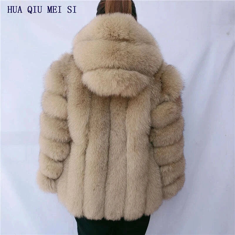 KIMLUD, Women's clothing fur coat red fox coat vertical stripe silver fox red fox fur coat fox fur coat women's natural fur coat coat, KIMLUD Womens Clothes