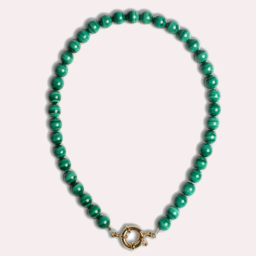 Malachite Two-Tone Horse Coin Necklace — Green | KIMLUD
