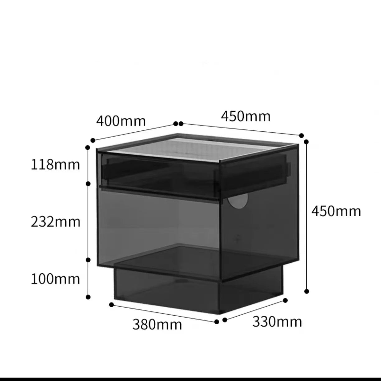 Acrylic Bedside Table With LED Lamp — Brown | KIMLUD