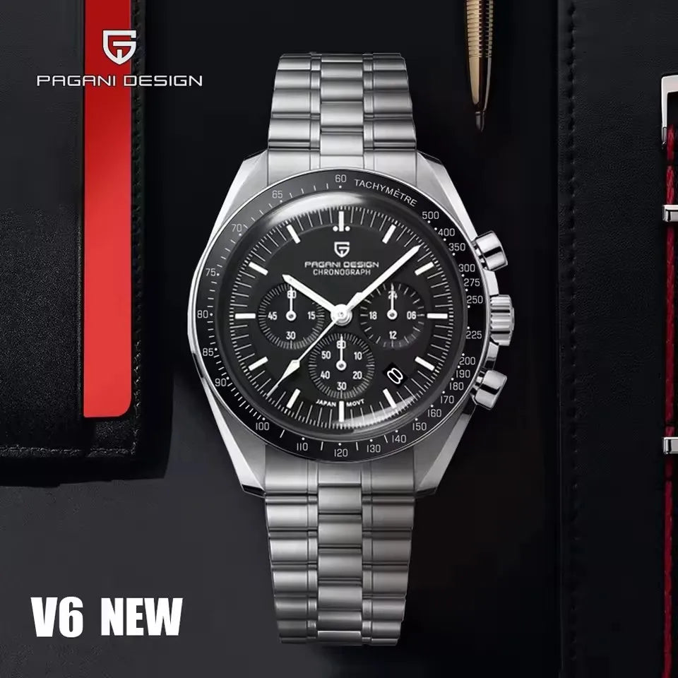 New Version PAGANI DESIGN 1701 Luxury Men Quartz Chronograph Wrist Watches VK63 Movement Stainless Steel Sport Waterproof Clock