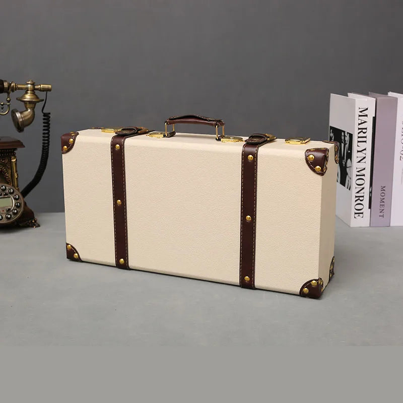 Luxurious Vintage Trunk Suitcases Leather — Brown | KIMLUD