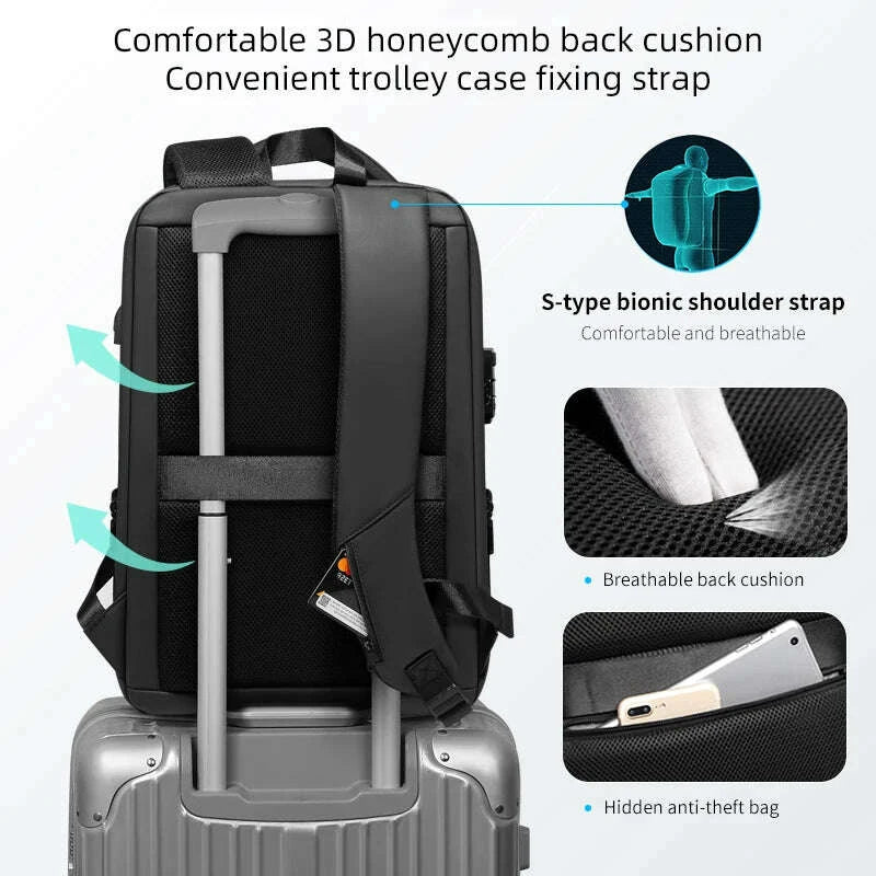 KIMLUD, Fenruien Brand Laptop Backpack Anti-theft Waterproof School Backpacks USB Charging Men Business Travel Bag Backpack New Design, KIMLUD Womens Clothes