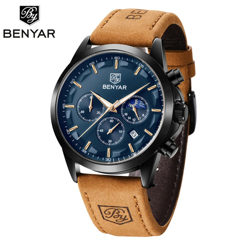 BENYAR 5160 2020 New Blue Men Watches Top Brand Luxury Waterproof Sport Men Clock Quartz Chronograph Men Watch