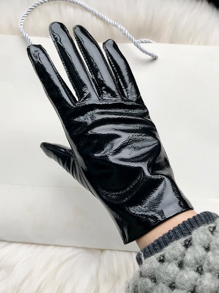 Leather Gloves Genuine Lambskin Short Black | KIMLUD