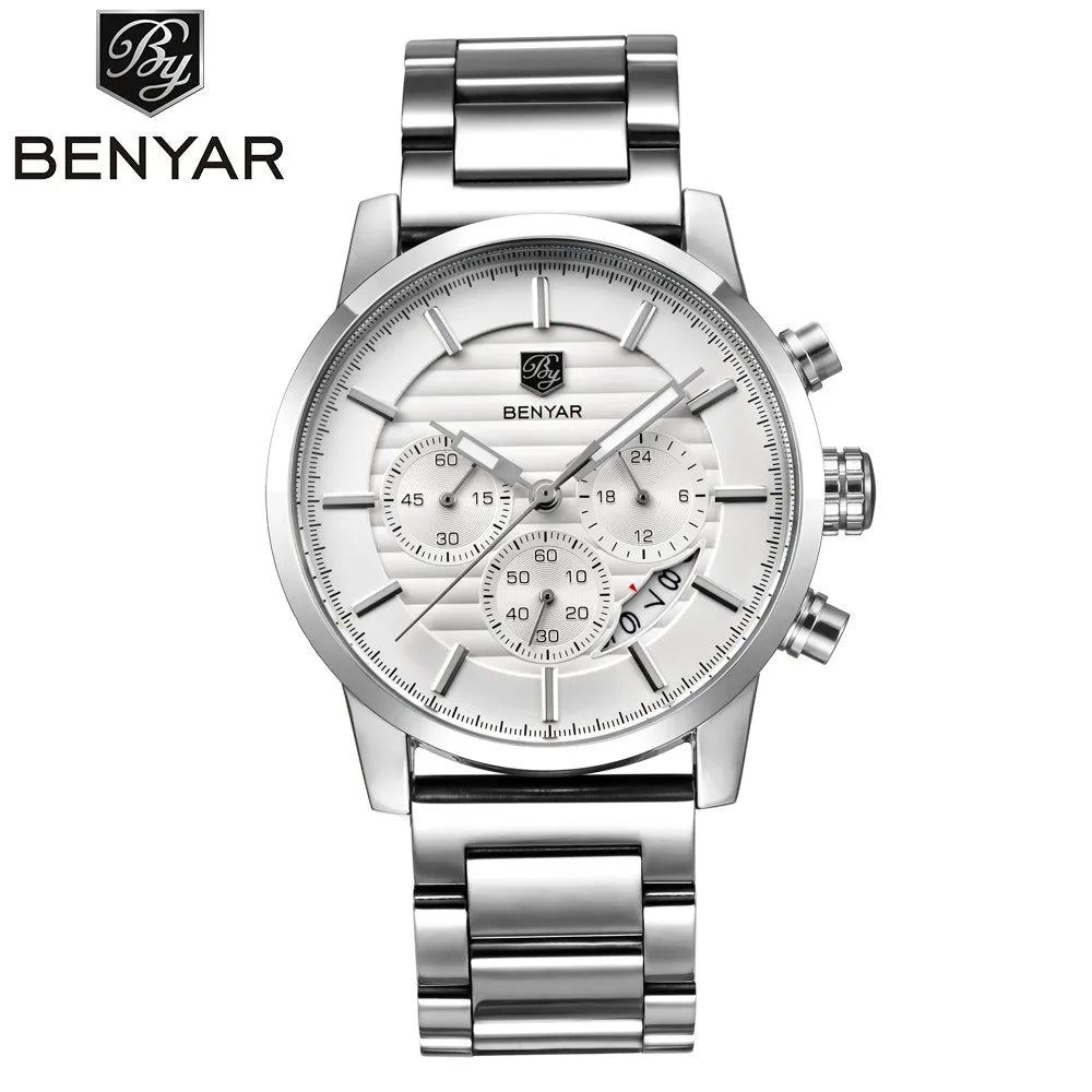2021 BENYAR 5104 Top New New Men Quartz Watch Luxury Gift Stainless Strap Chronograph Watch Waterproof Relogio Masculino