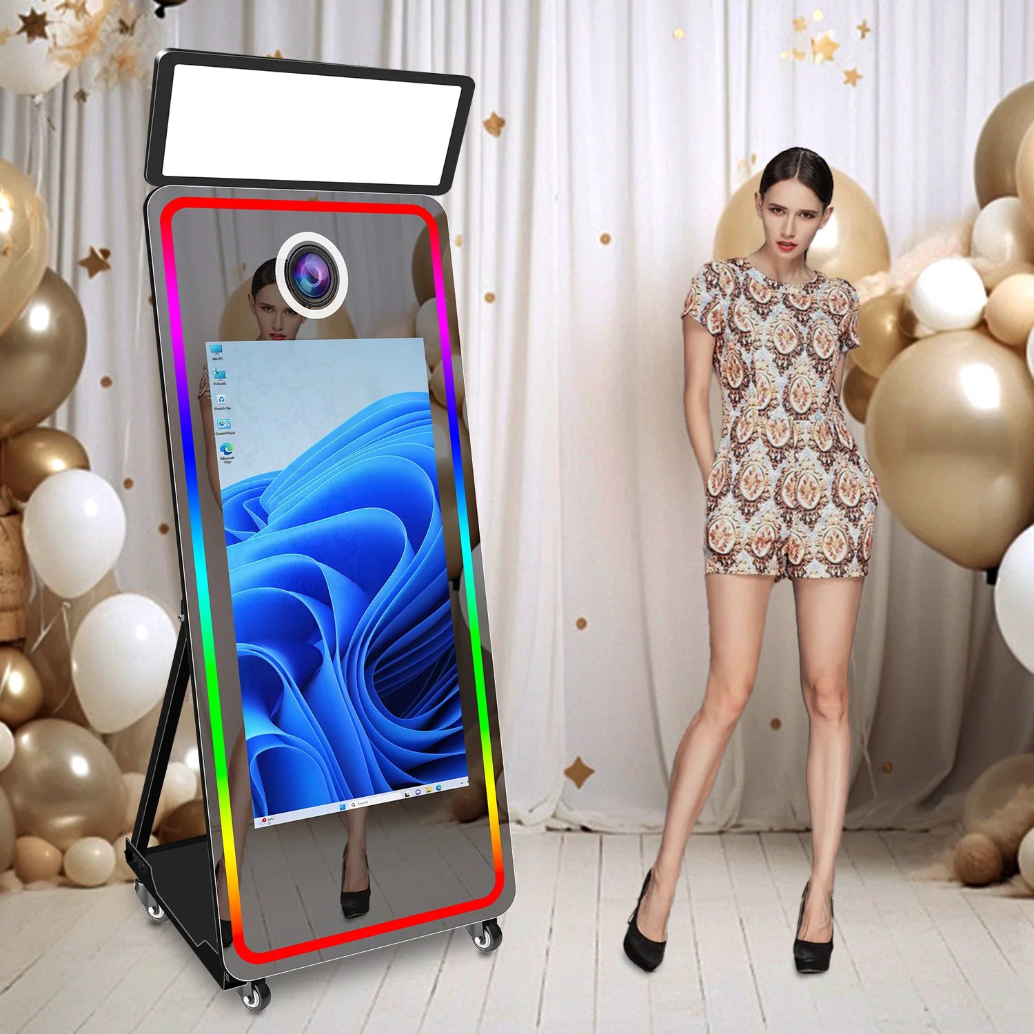 Factory Direct 65 Inch Photobooth Mirror 43 Inch Touch Screen SLR Instant Print Selfie Event Magic Photo Booth Machine