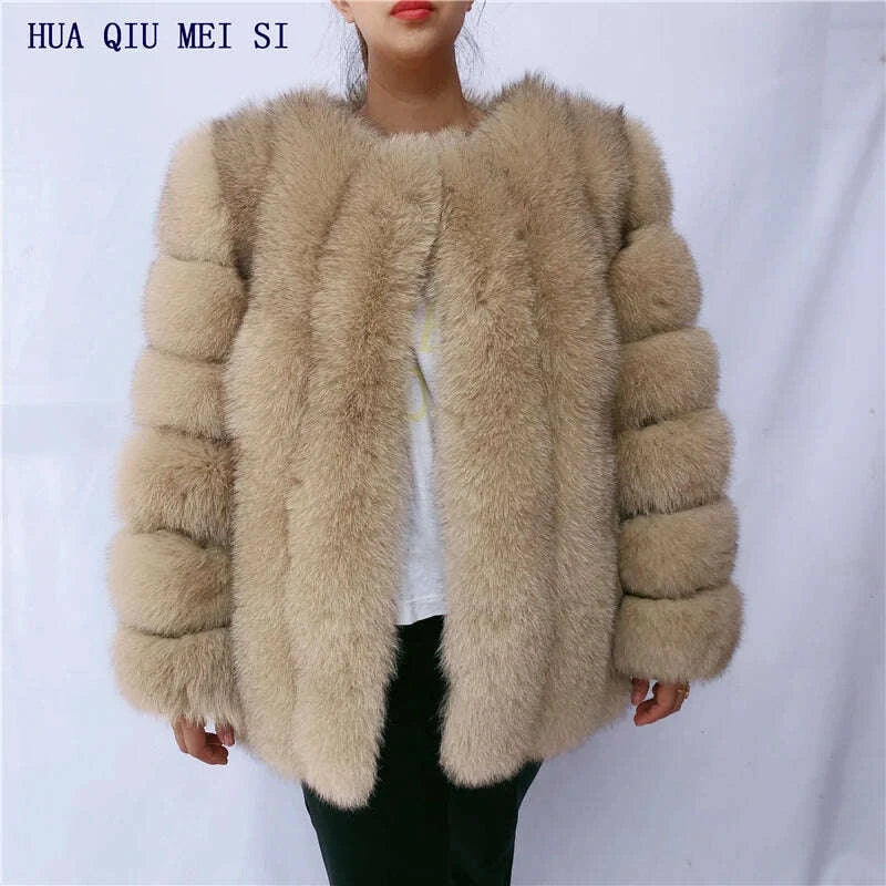 KIMLUD, Women's clothing fur coat red fox coat vertical stripe silver fox red fox fur coat fox fur coat women's natural fur coat coat, KIMLUD Womens Clothes