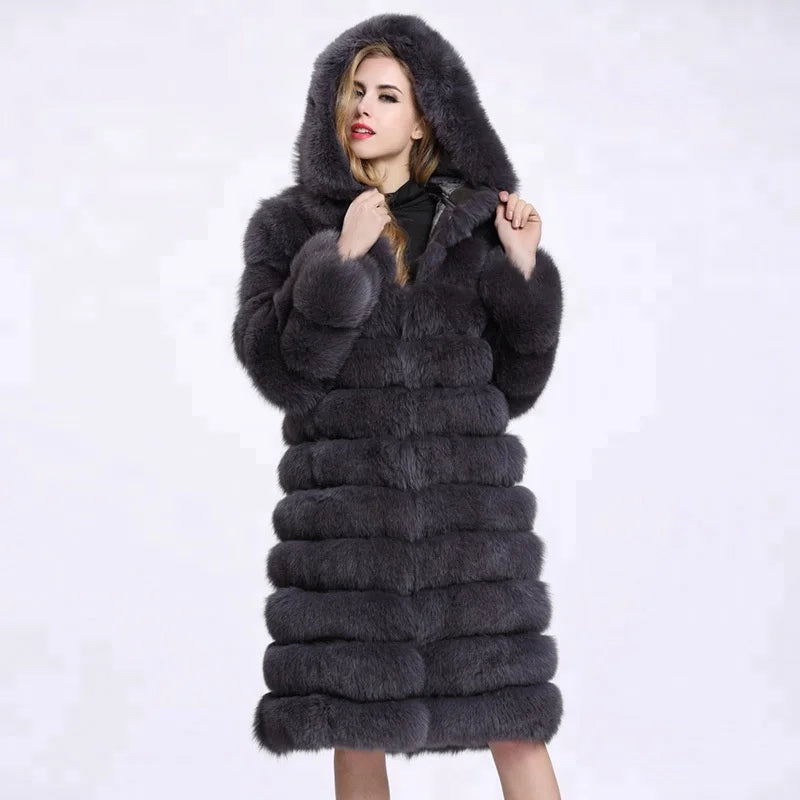 Wholesaler Women Fake Fur Long Coat Parka Coat Jacket in Winter Fall Oversize Luxe Panelled Faux Fur Coat