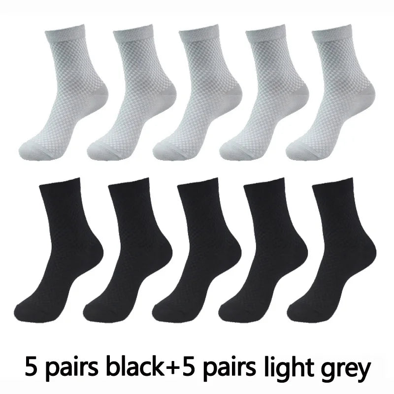 Bamboo Fiber Men's Socks Compression Long Crew — Black | KIMLUD